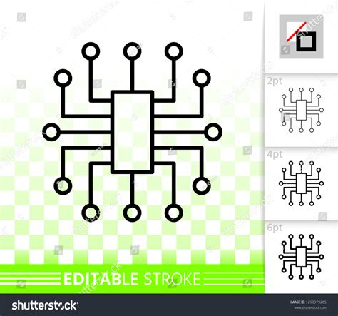 Microchip Thin Line Icon Outline Sign Stock Vector Royalty Free