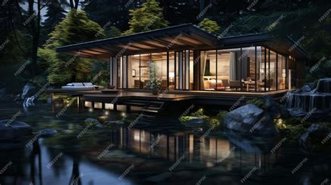 Premium AI Image | EcoFriendly Modern House Design Seamlessly ...