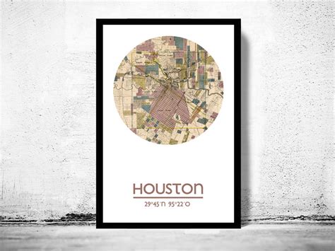 HOUSTON- city poster - city map poster print - VINTAGE MAPS AND PRINTS