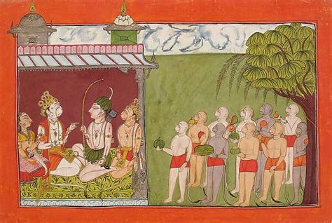 Lakshmana Meets with Tara, Sugriva, and Hanuman in