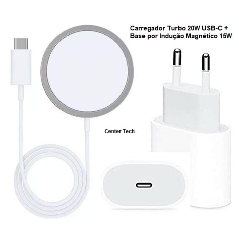 Carregador Turbo Tomada usb c 20W Branco Base por Indução Turbo Sem