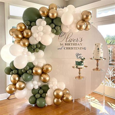 Pcs Sage Green Gold White Balloon Arch Kit Baby Shower Etsy