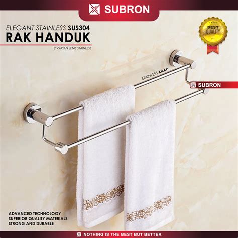 SUBRON SUS304 Rak Handuk Stainless Kilap Doff Anti Karat 2 Bar 60cm