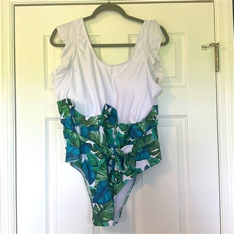 Shein Swim Tropical Ruffle One Piece Poshmark