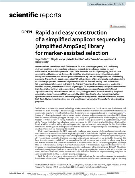 Pdf Rapid And Easy Construction Of A Simplified Amplicon Sequencing