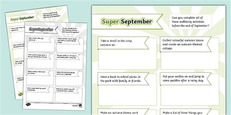 Super September Wellbeing Checklist Teacher Made Twinkl