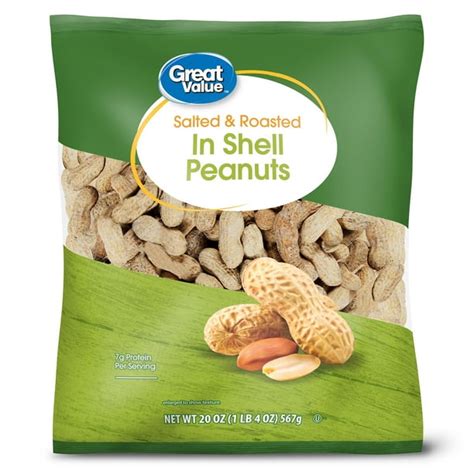 Great Value Salted And Roasted In Shell Peanuts 20 Oz