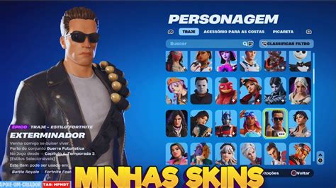 TODAS AS MINHAS SKINS NO FORTNITE MINHA CONTA NO FORTNITE MOSTRANDO