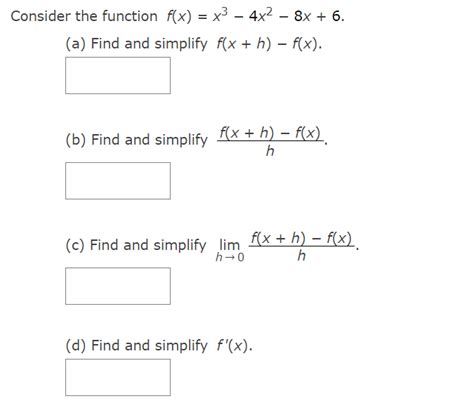 Solved Der The Function F X X3−4x2−8x 6 A Find And