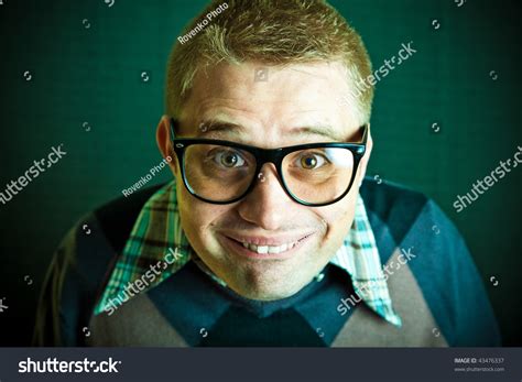 portrait funny nerd guy stock photo  shutterstock