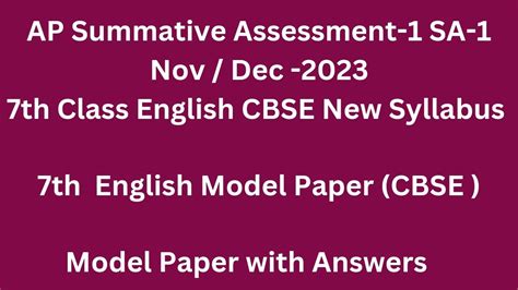 Ap Summative Assessment Nov Dec Sa Th Class English