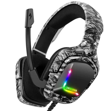 ONIKUMA K20 Camouflage Wired Gaming Headsets With Microphone RGB Light