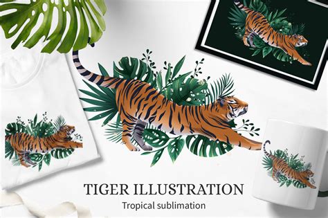 Tropical Tiger Illustration for Print Graphic by Luba Love · Creative ...