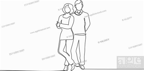 Continuous One Line Drawing Couple Man And Woman Vector Illustration Stock Vector Vector And