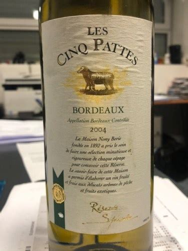 2004 Les Cinq Pattes Reserve Speciale Bordeaux Vivino US