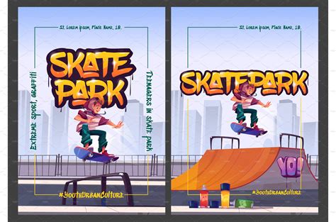 Skate park cartoon posters with – MasterBundles