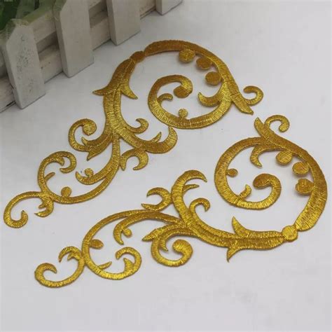 AU 11 68 19 Off YACKALASI 3 Pairs Lot Gold Embroidered Appliqued