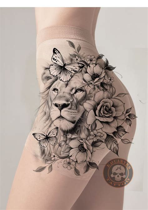 Pin By Eduartes Tattoo On Tatoo Cute Thigh Tattoos Lion Tattoo On