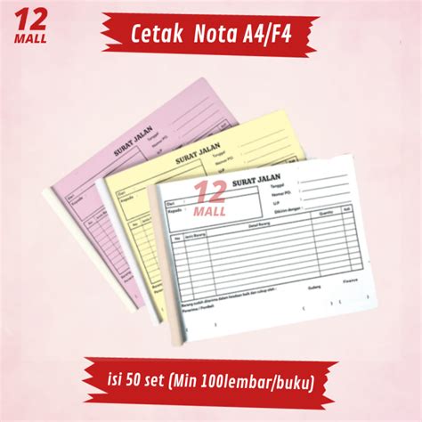 Cetak Nota A4 Atau F4 Kertas NCR Custom Kuitansi Surat Jalan