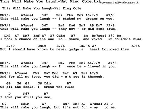 Jazz Song This Will Make You Laugh Nat King Cole With Chords Tabs