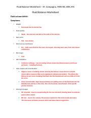 Understanding Fluid Balance Deficit And Overload Course Hero