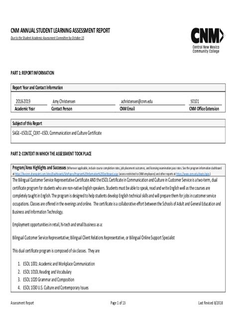 Fillable Online Assessment Saac Report Form Esol Certificate