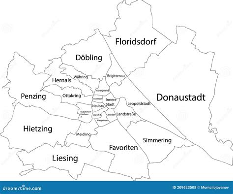 Mapa Blanco De Los Distritos De Viena Austria Ilustraci N Del Vector