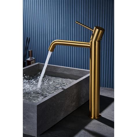 Grifo caño alto de lavabo oro cepillado Monza IMEX BDM039 3OC