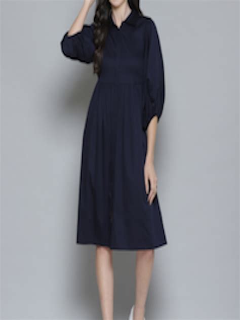 Buy Femella Navy Blue A Line Tiered Midi Dress Dresses For Women