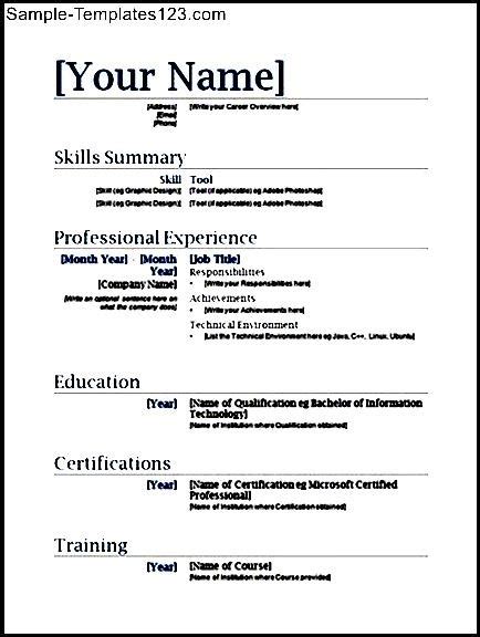 Basic Resume Format Template