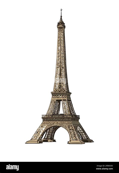 Eiffel Tower From A Splash Of Watercolor Colored Drawing Realistic