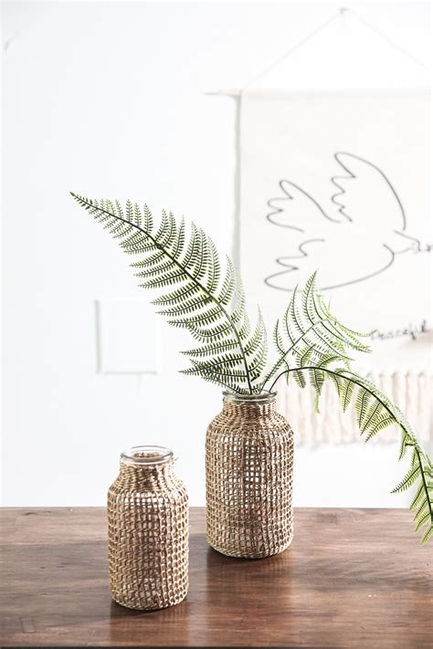 Decorative Handwoven Natural Seagrass Covered Vase Beige Etsy