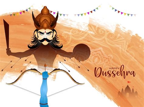 Free Vector Indian Cultural Happy Dussehra Festival Vijaya Dashami