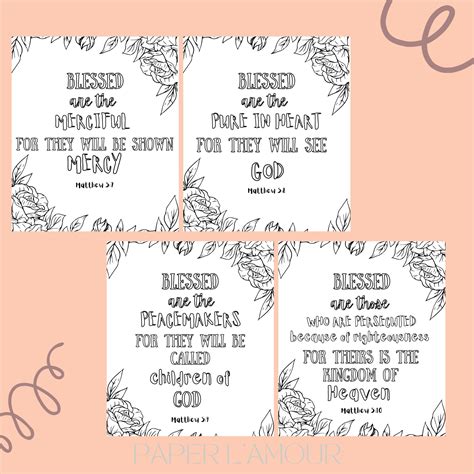 Beatitudes Coloring Page For Adults And Children Printable Etsy