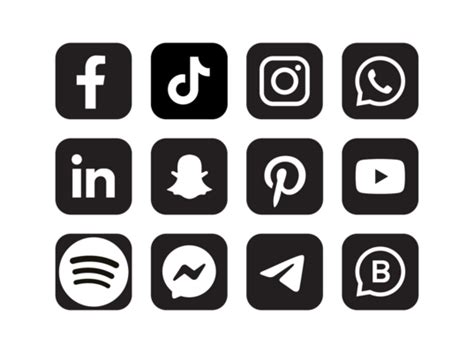 Social Media Icons Black And White Pngs For Free Download