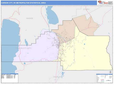 Carson City, NV Metro Area Wall Map Color Cast Style by MarketMAPS