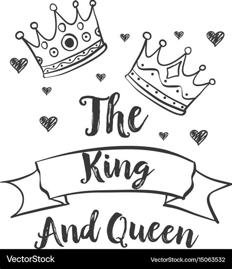 King and queen crown doodles Royalty Free Vector Image