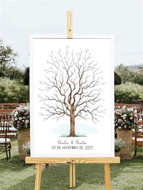 Quadro Recepção Casamento Árvore de Digitais 50x70 Elo7