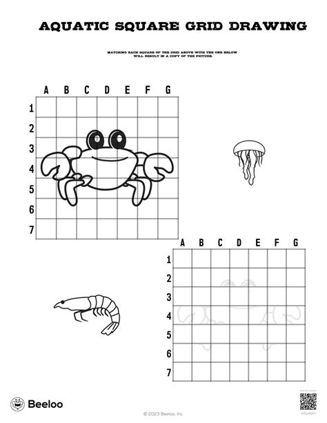 Aquatic Square Grid Drawing • Beeloo Printable Crafts for Kids (2Z0yy63N1)