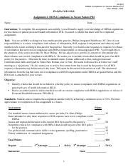 AH154 HIPAA Compliance To Secure PHI Checklist Assignment 2 Docx