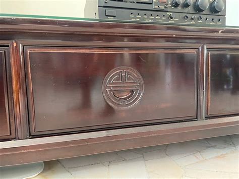 Antique wood tv console, Furniture & Home Living, Furniture, TV Consoles on Carousell