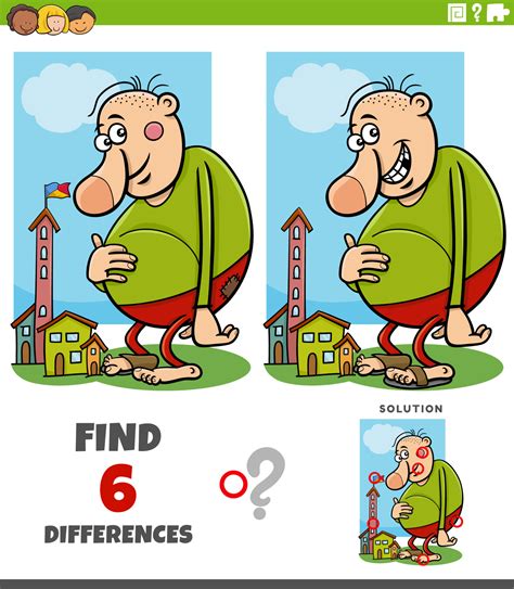 differences game with cartoon fantasy giant character 5867057 Vector ...