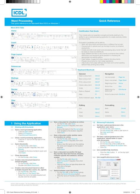 PDF Word Processing Quick Referencetraining Etechcompletesolutions