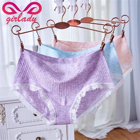 Girlady Women Panties Low Waist Lace Briefs Soft Cotton Panties Breathable Intimates Female