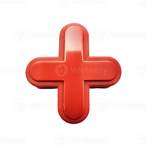 Red Rounded Plus Sign Symbol Isolated On Transparent Background