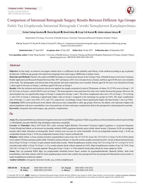 PDF Comparison Of Intrarenal Retrograde Surgery Results Between