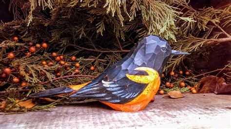 Wood Carved Bird Baltimore Oriole Etsy