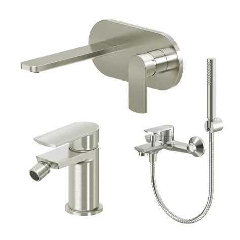 Set Miscelatore Lavabo A Muro Canna Cm Con Piastra E Bidet Con