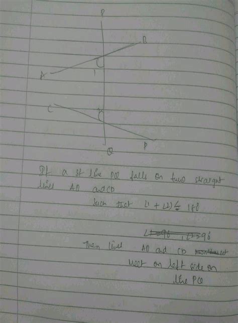 Pow Tublate 5 If A Straight Line Falling On Two Straight Lines Makes The Interior Angles