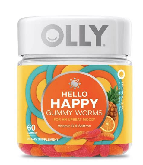 New Olly Hello Happy Gummy Supplements 60ct Vitamin D And Saffron